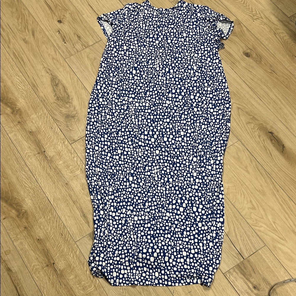 Eloquii Navy and White Speckled Midi Dress